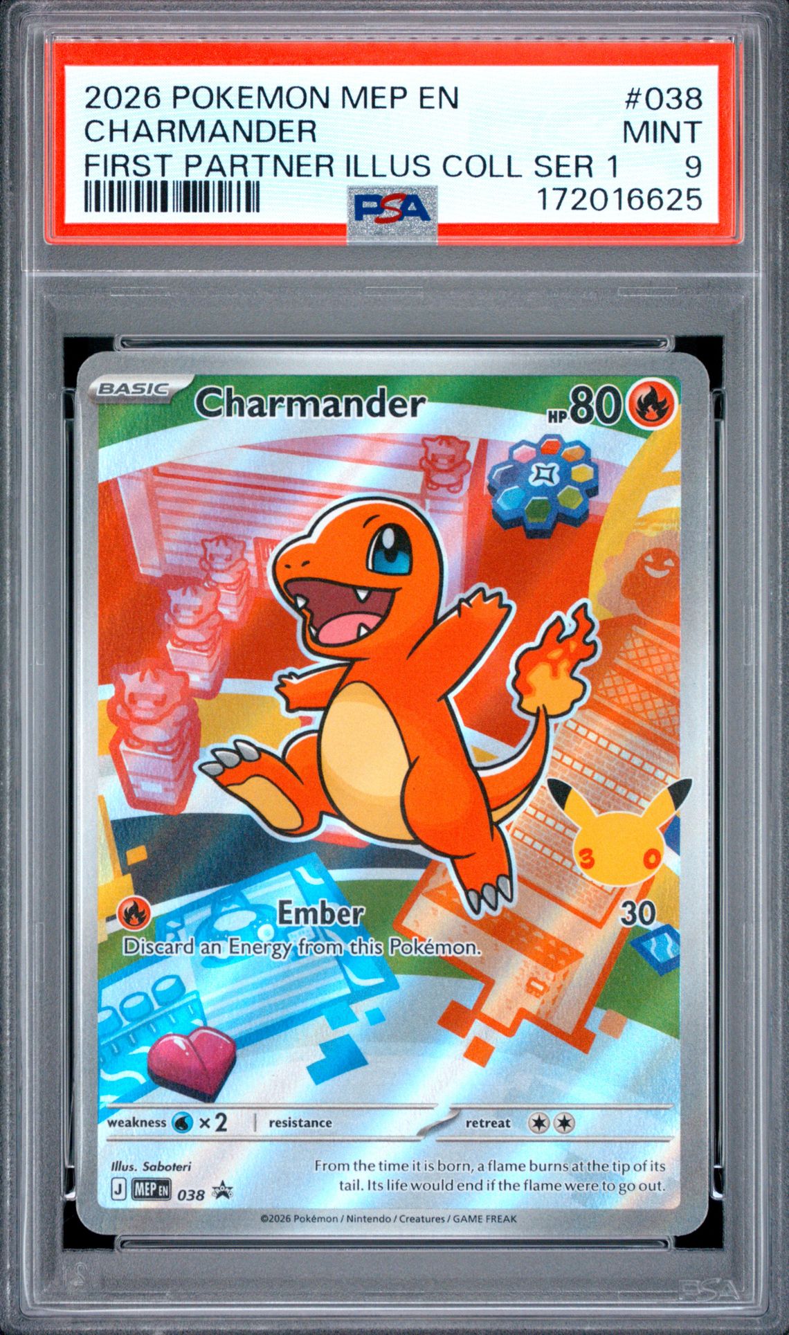 2026 Pokemon Mep En-Me Black Star Promo Charmander #038 (First Partner Illus Coll Ser 1) Mint 9 front