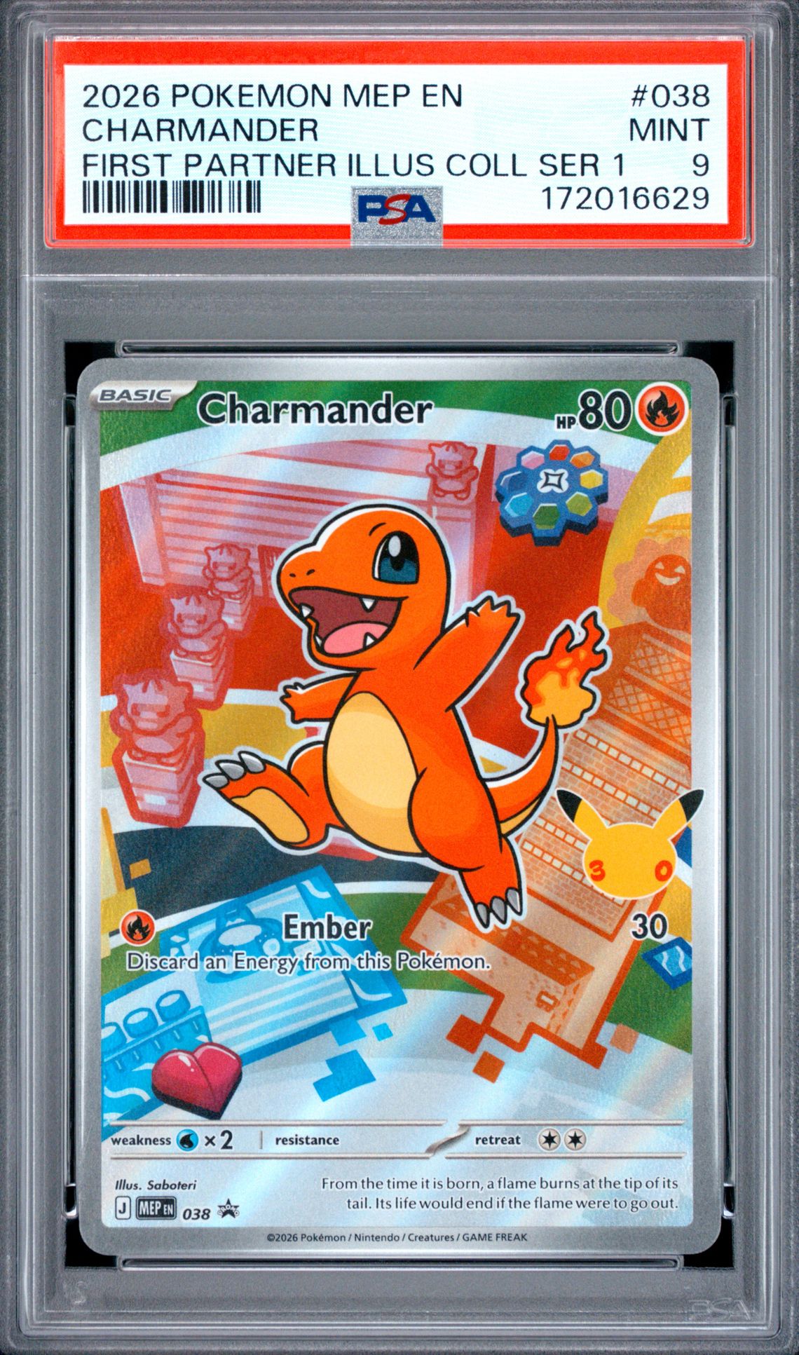2026 Pokemon Mep En-Me Black Star Promo Charmander #038 (First Partner Illus Coll Ser 1) Mint 9 front