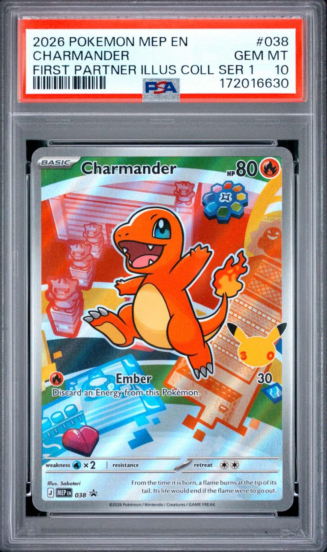 2026 Pokemon Mep En-Me Black Star Promo Charmander #038 (First Partner Illus Coll Ser 1) Gem Mt 10 front