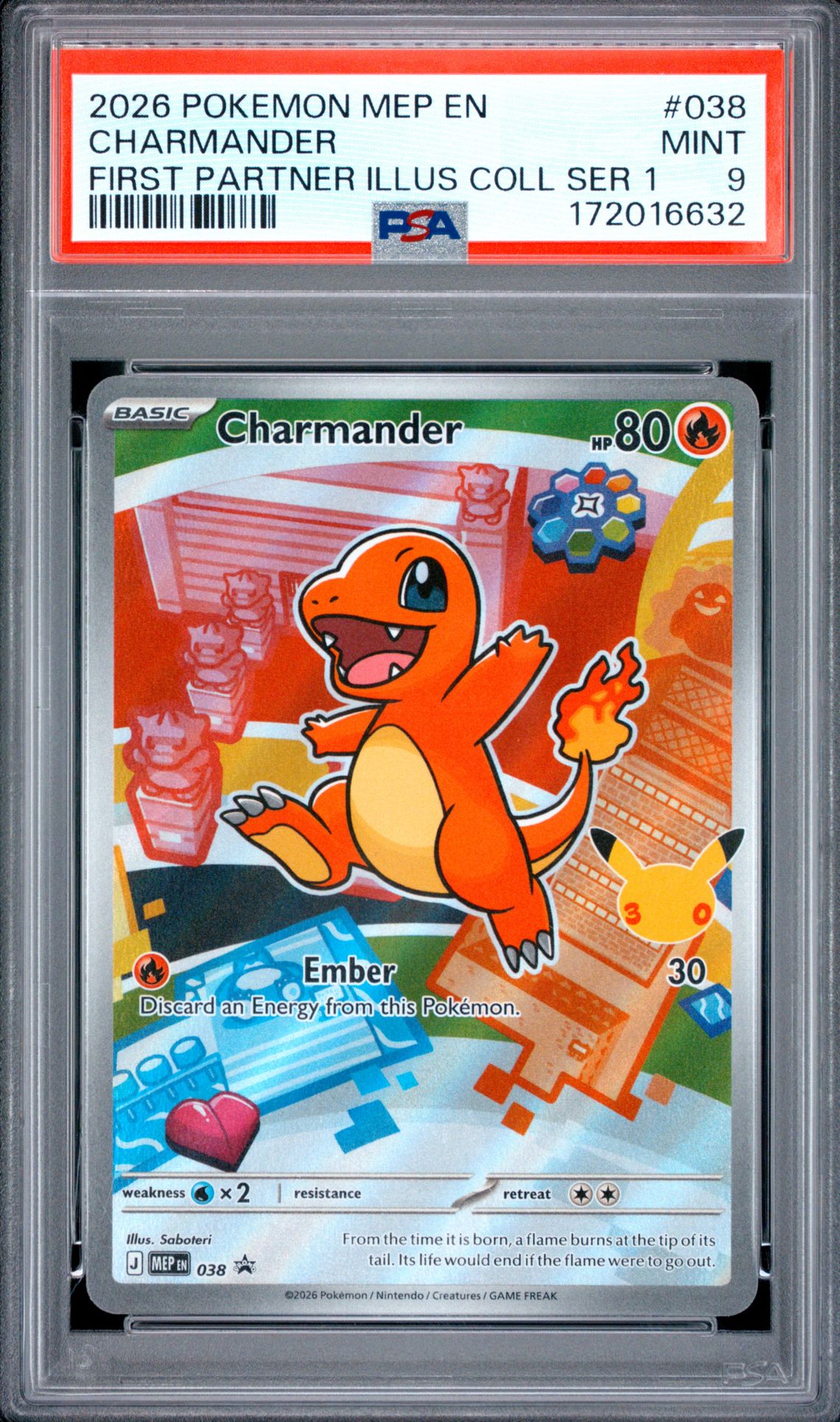 2026 Pokemon Mep En-Mega Evolution Black Star Promos Charmander #038 (First Partner Illus Coll Ser 1) Mint 9 front