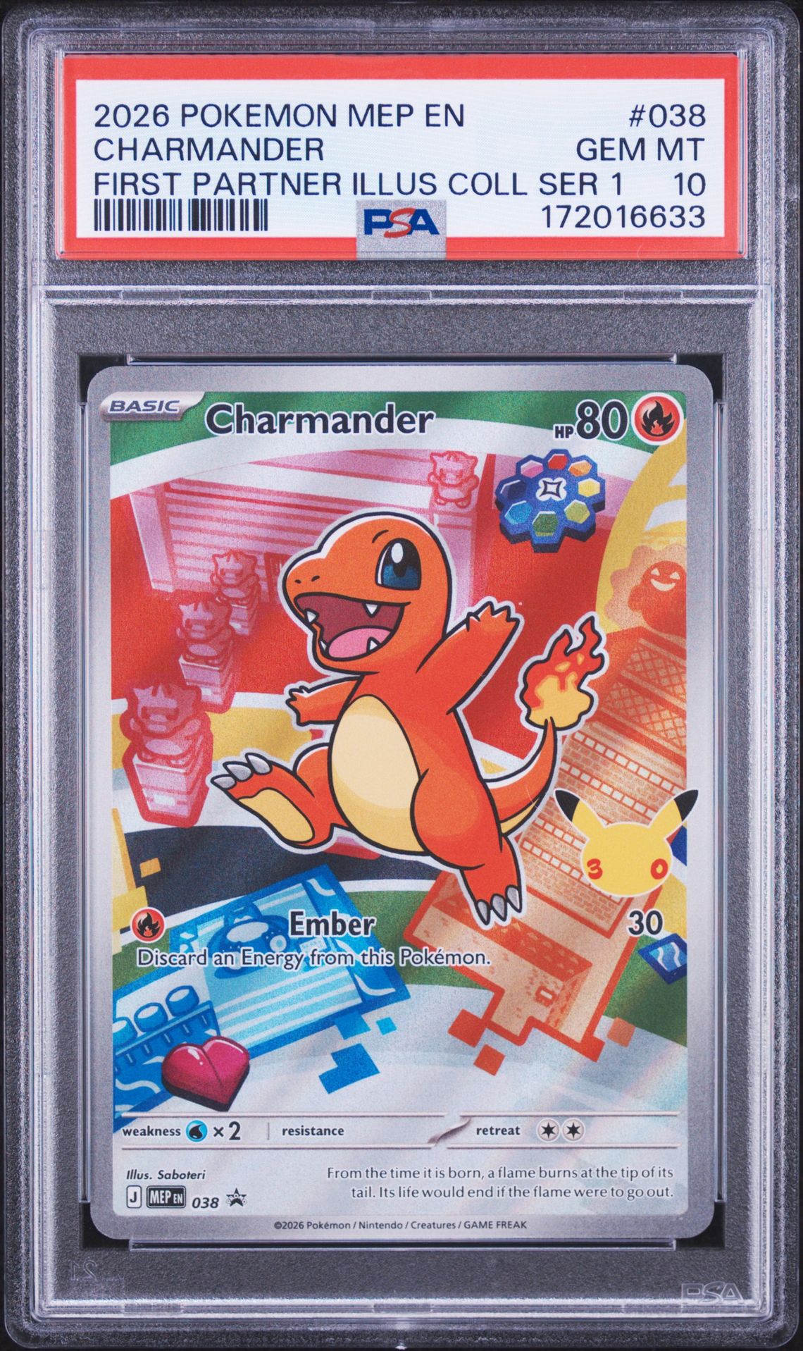 2026 Pokemon Mep En-Me Black Star Promo Charmander #038 (First Partner Illus Coll Ser 1) Gem Mt 10 front