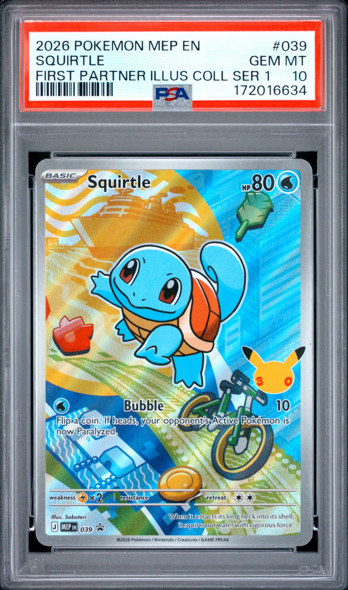 2026 Pokemon Mep En-Me Black Star Promo Squirtle #039 (First Partner Illus Coll Ser 1) Gem Mt 10 front