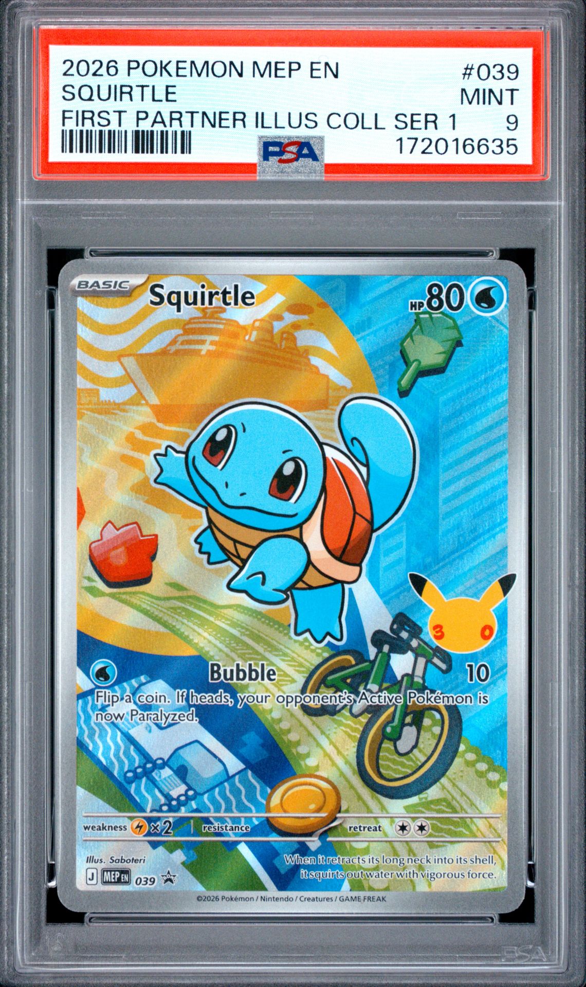 2026 Pokemon Mep En-Me Black Star Promo Squirtle #039 (First Partner Illus Coll Ser 1) Mint 9 front