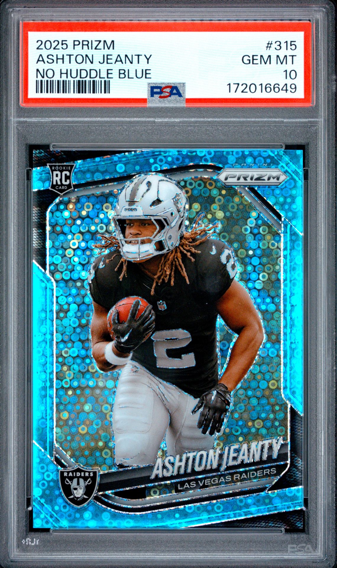 2025 Panini Prizm Ashton Jeanty #315 (No Huddle Blue) Gem Mt 10 front