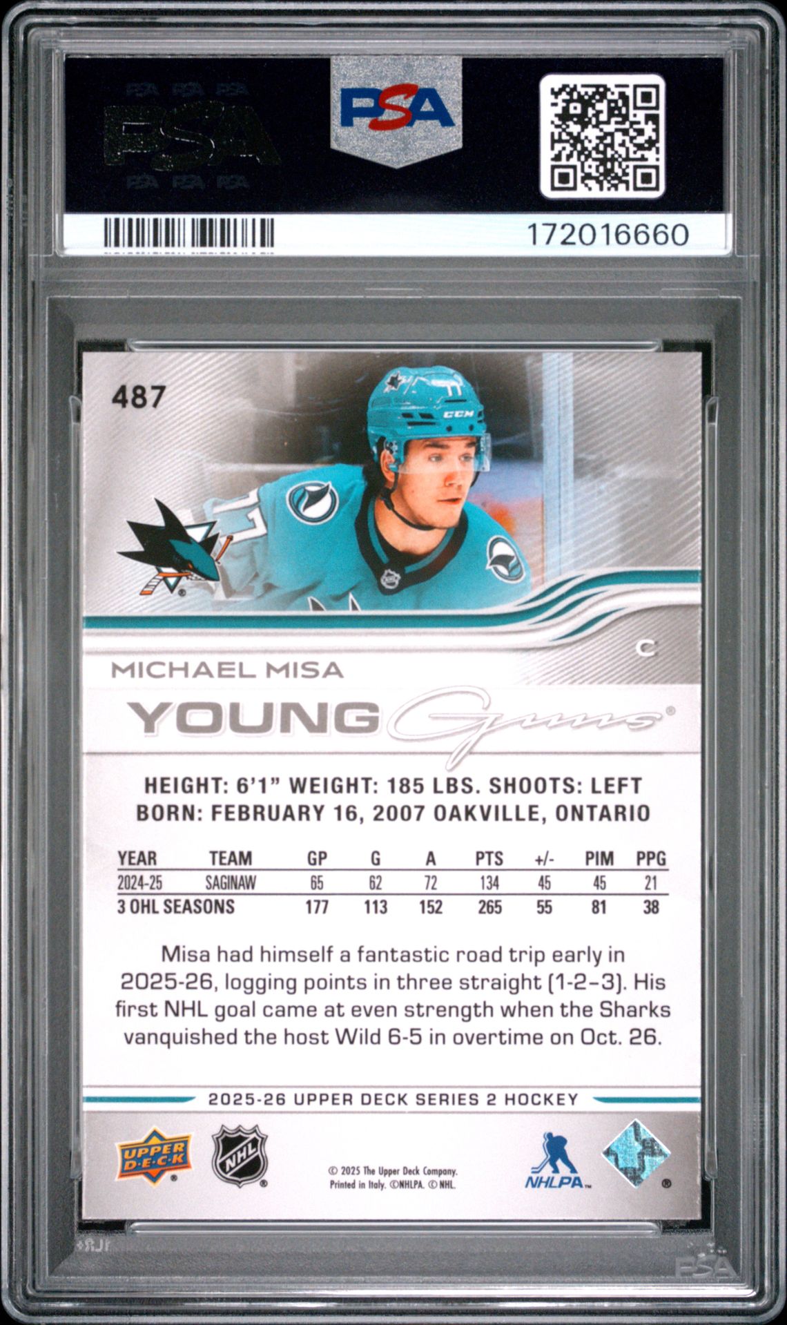 2025 Upper Deck Michael Misa #487 Nm-Mt 8 back