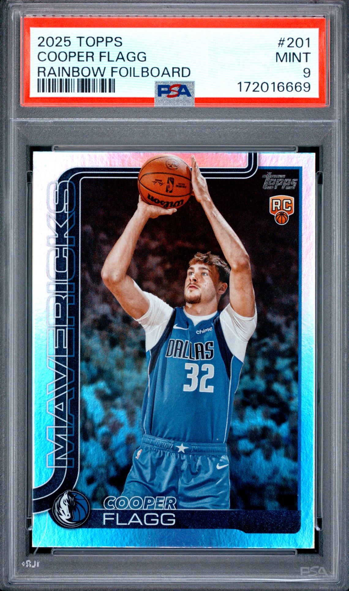2025 Topps Cooper Flagg #201 (Rainbow Foilboard) Mint 9 front