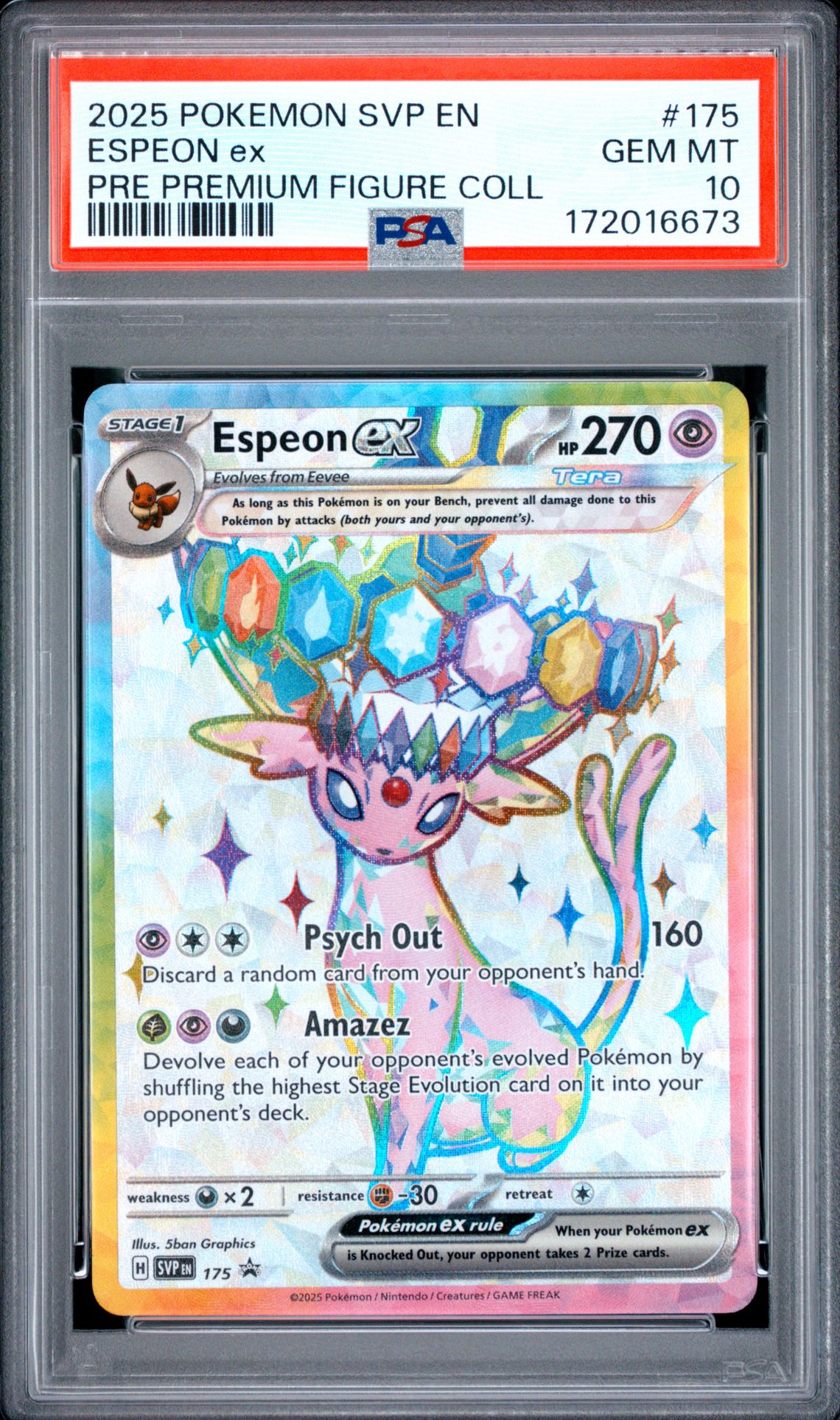 2025 Pokemon Svp En-Scarlet & Violet Black Star Promos Espeon Ex #175 (Pre Premium Figure Coll) Gem Mt 10 front