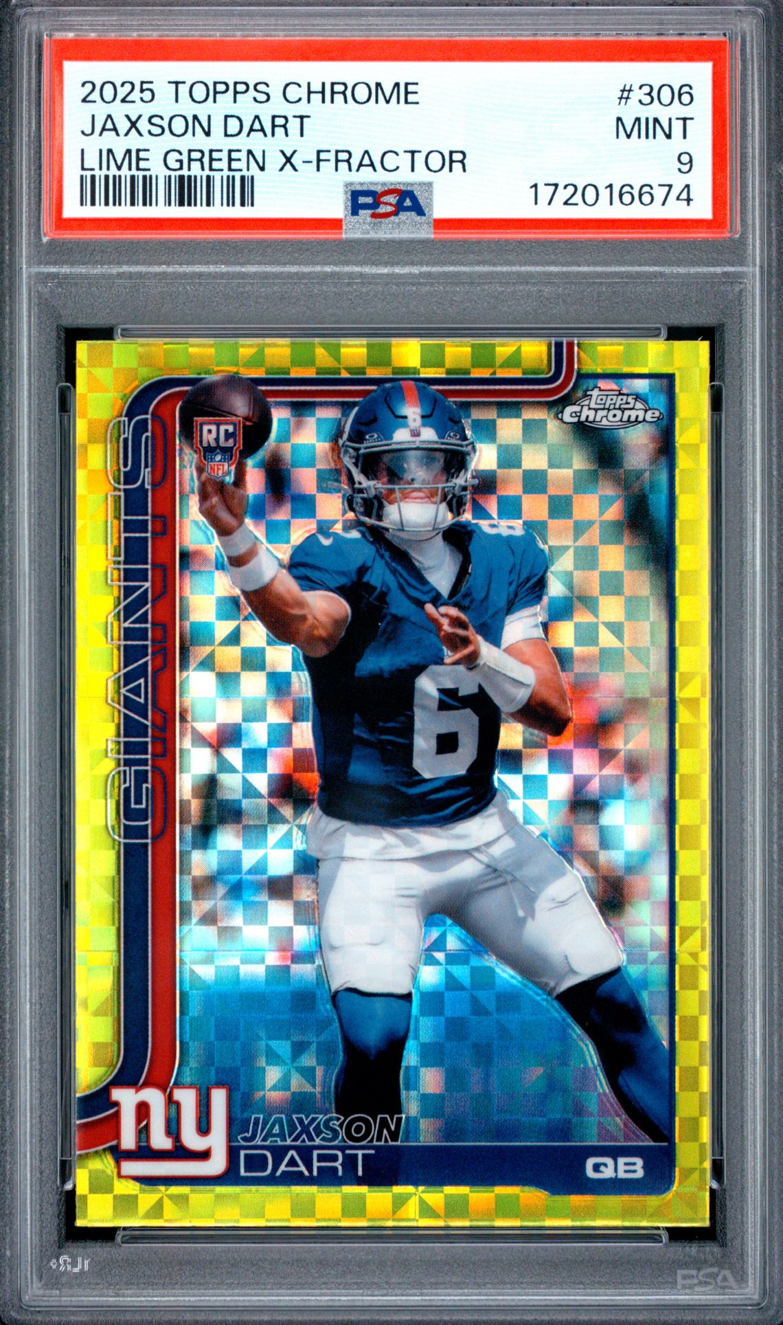 2025 Topps Chrome Jaxson Dart #306 (Lime Green X-Fractor) Mint 9 front
