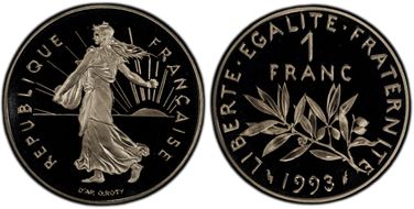 1993 1 Fr Gad-474 Semeuse PR69DCAM