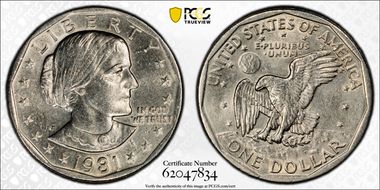 1981-P SBA$1 AU58