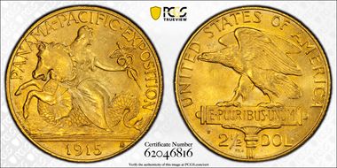 1915-S $2.50 Panama-Pacific MS66