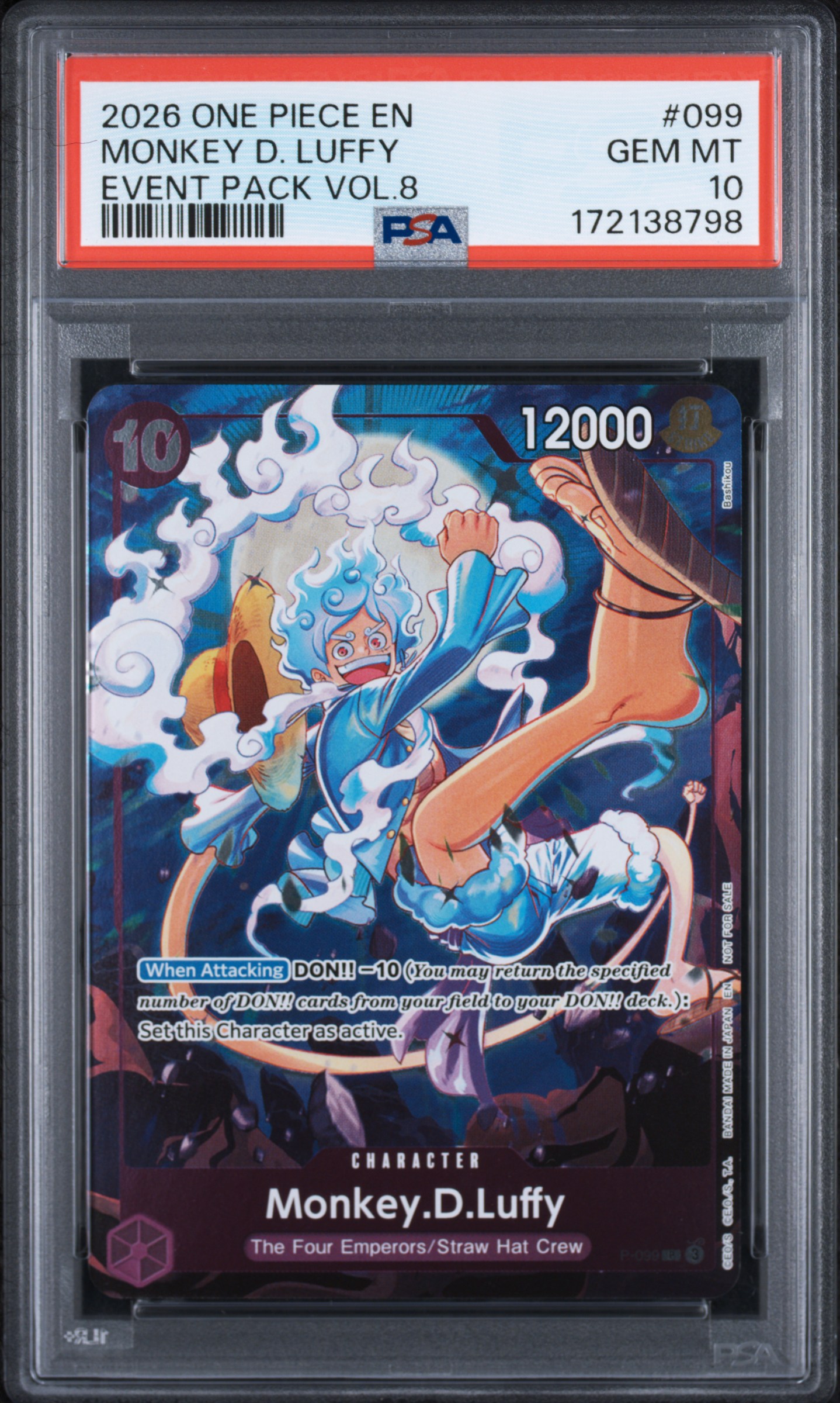 2026 #099 Monkey D. Luffy PSA 10 One Piece Event Pack Vol.8