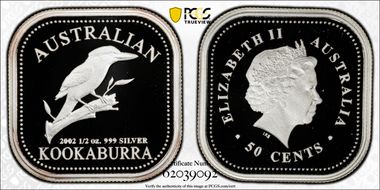 2002-P 50C Kookaburra 1/2oz Ag PR70DCAM