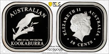 2002-P 50C Kookaburra 1/2oz Ag PR70DCAM