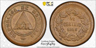 1886 1/2C AU58BN