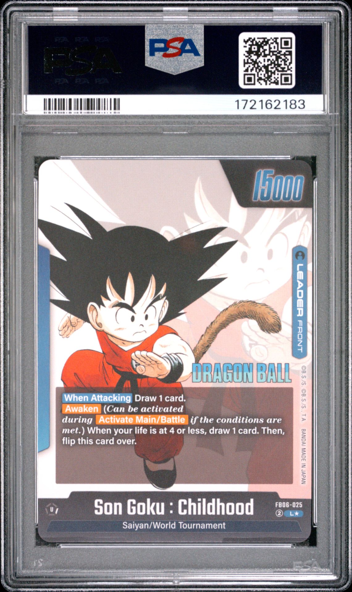 2025 Dragon Ball Super Card Game Fusion World Manga Booster 01 Son Goku : Childhood #Fb06-025 (Alternate Art) Gem Mt 10 back view - PSA certificate #172162183