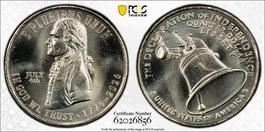 2026 25C Declaration of Independence w/ July 4th Privy - Early Find MS66