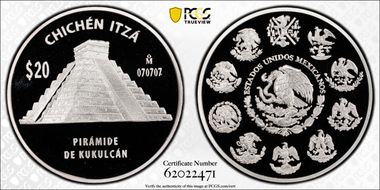 (2012)-Mo 20 Peso Chichen Itza KM-949 Piramide de Kukulcan PR69DCAM