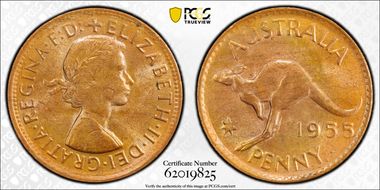 1955 Y. (p) 1D Perth obverse MS64BN