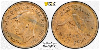 1945(p) 1/2D MS63BN