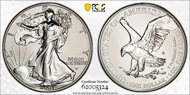 2021-S $1 Silver Eagle Rev PR - Type 2 Designer Edition PR69