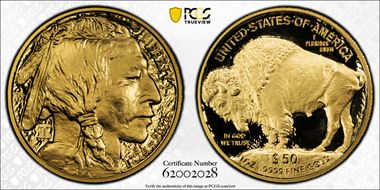 2026-W $50 American Buffalo .9999 Fine  Au w/Liberty Bell 250 Privy PR70DCAM