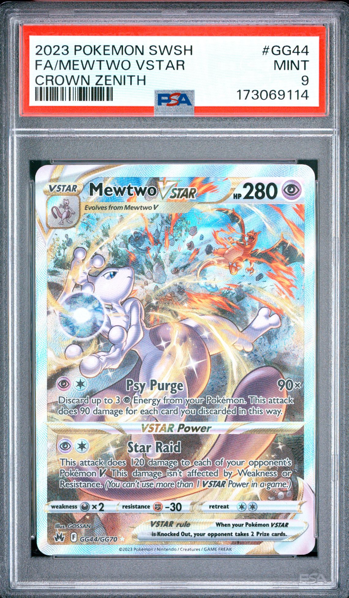 2023 Pokemon Sword And Shield Crown Zenith Fa/Mewtwo Vstar #Gg44 (Crown Zenith) Mint 9 front