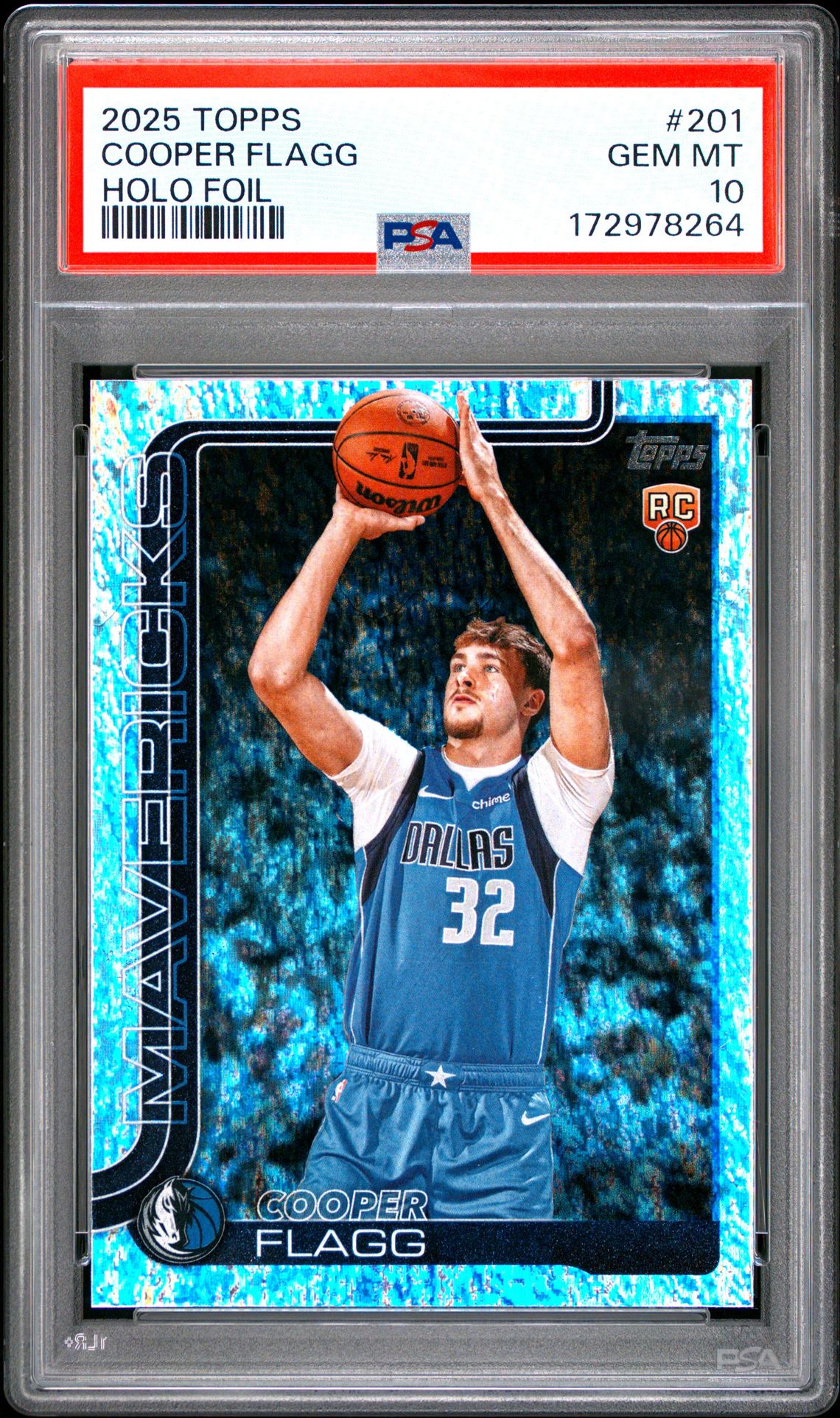 2025 Topps Cooper Flagg #201 (Holo Foil) Gem Mt 10 front view - PSA graded GEM MT 10