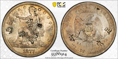 1877 T$1 Chopmarked N1