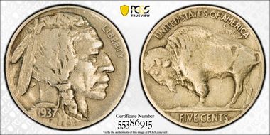 1937-D 5C 3 Legs VF25
