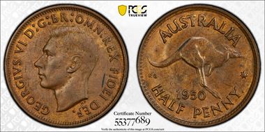 1950(p) 1/2D MS63BN