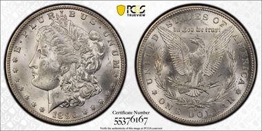 1896-O $1 VAM 19, Shifted Date MS62