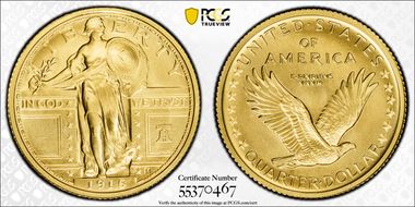 "1916" W (2026) 25C Standing Liberty Au w/ Liberty Bell 250 Privy First Strike SP70