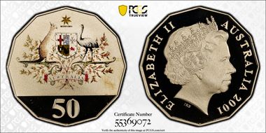 2001 50C Centenary of Federation Colorized PR70DCAM