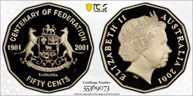 2001 50C Tasmania PR70DCAM