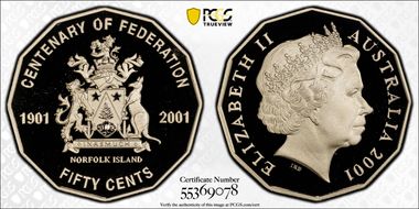 2001 50C Norfolk Island PR70DCAM