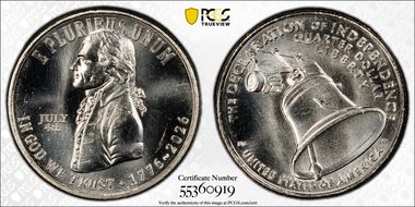2026 25C Declaration of Independence w/ July 4th Privy - Early Find MS65