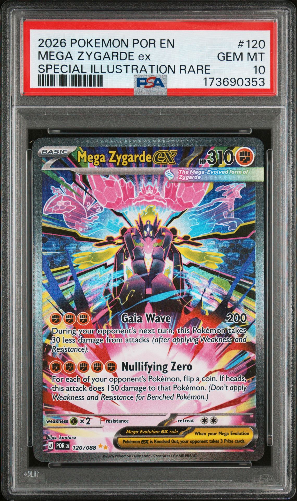 2026 Pokemon Por En-Perfect Order Mega Zygarde Ex #120 (Special Illustration Rare) Gem Mt 10 front view - PSA graded GEM MT 10