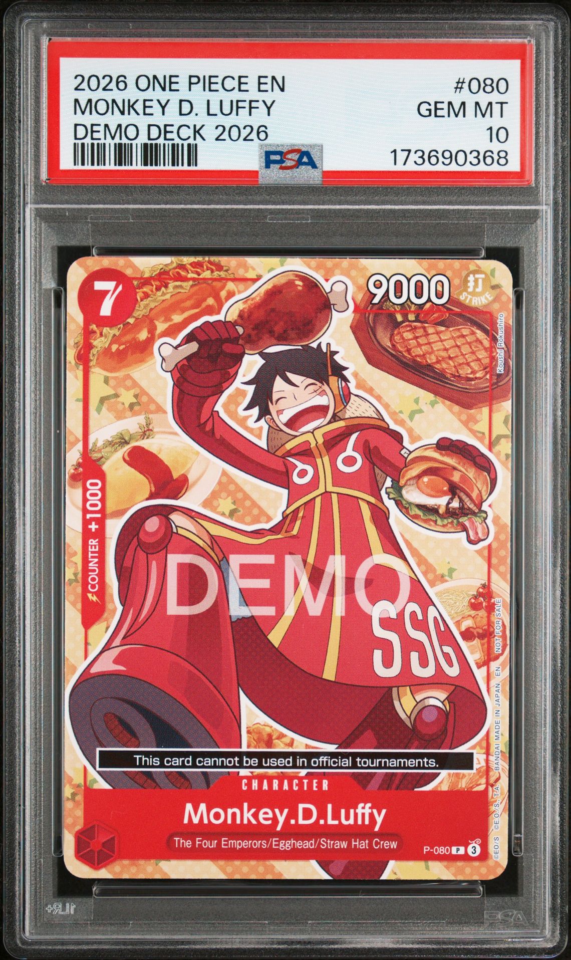 2026 One Piece Demo Decks 2026 Monkey D. Luffy #080 Gem Mt 10 front view - PSA graded GEM MT 10