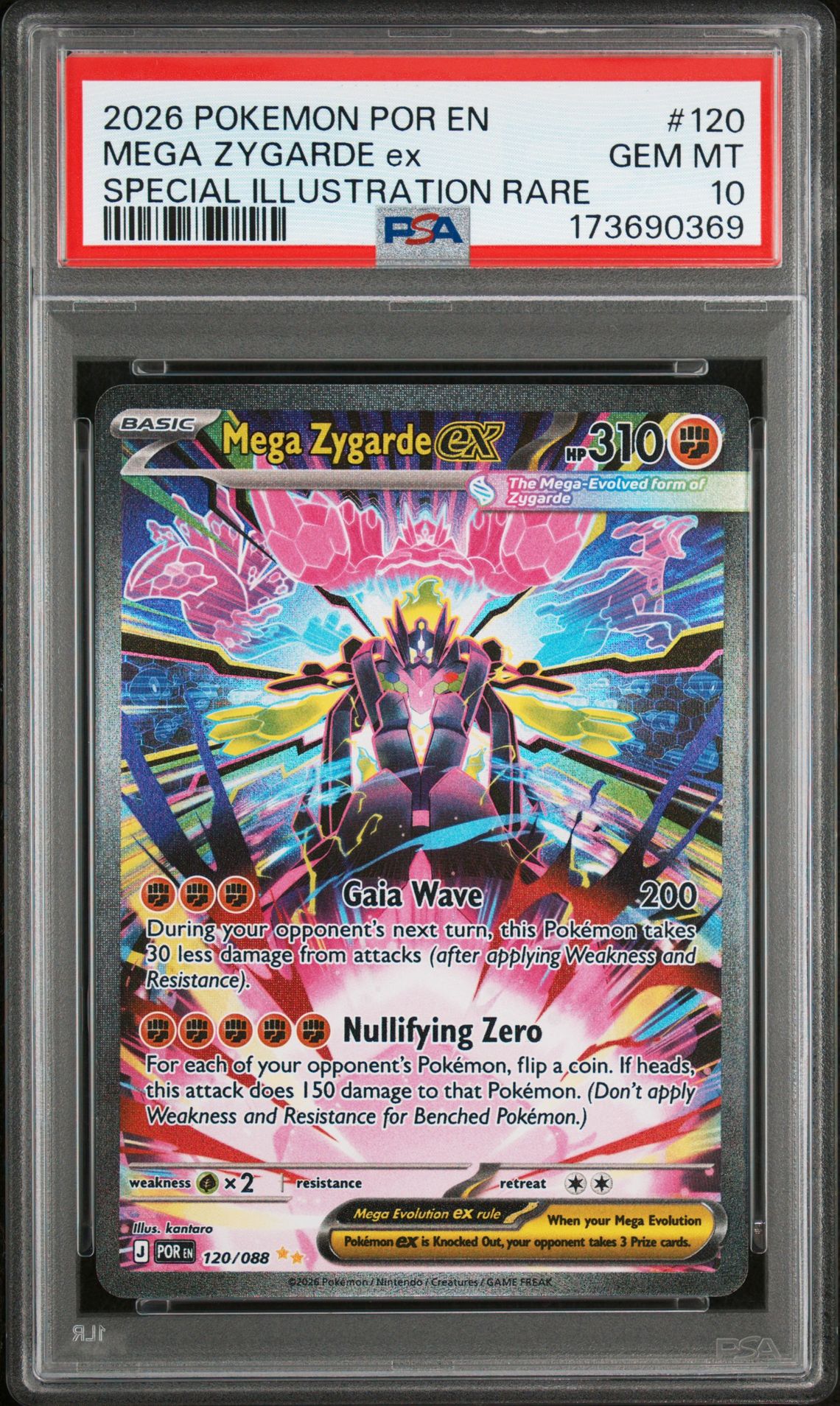 2026 Pokemon Por En-Perfect Order Mega Zygarde Ex #120 (Special Illustration Rare) Gem Mt 10 front view - PSA graded GEM MT 10