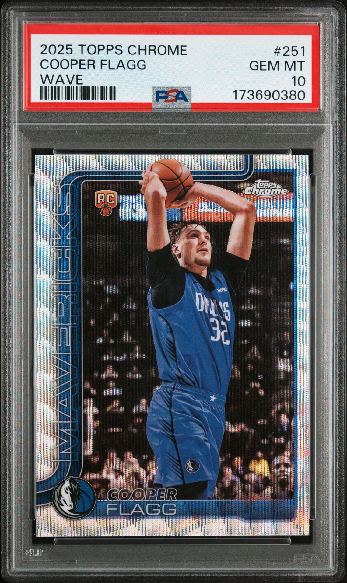 2025 Topps Chrome Cooper Flagg #251 (Wave) Gem Mt 10 front view - PSA graded GEM MT 10