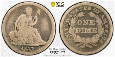 1837 10C Seated, Small Date G6