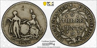 1837 NY 3C HT-262, Feuchtwanger's VF20