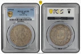 1879-R 5 L KM-20  Ag AU55