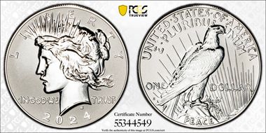 2024-S $1 Peace Dollar Rev PR Two-Coin Reverse Proof Set PR70
