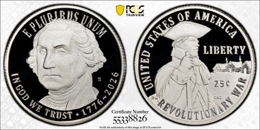 2026-S 25C Revolutionary War Ag PR70DCAM