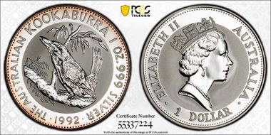 1992 $1 Kookaburra Ag MS68