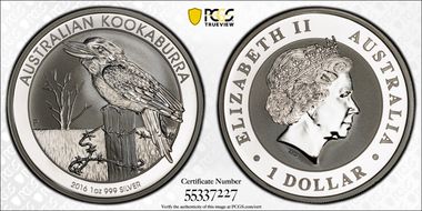 2016-P $1 Kookaburra Ag MS69