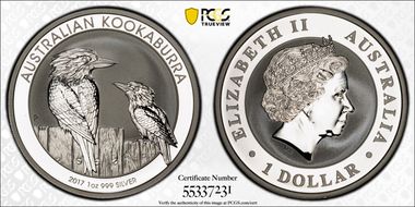 2017-P $1 Kookaburra Ag MS70