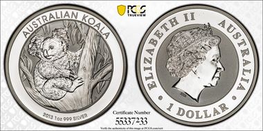 2013-P $1 Koala Ag MS69